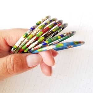 Colorful Cloissonet Enamel Bangles Set of 6